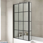 Willow Square 6mm Glass Framed Bath Screen with Fixed Return Panel - 1430mm x 795mm - Matt Black
