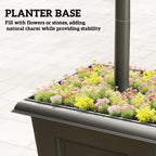 63" Solar Lamp Post Lights 2 Pack with Planter, Waterproof LED, Black
