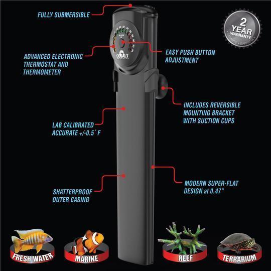 Cobalt Aquatics Neo-Therm Pro Submersible Aquarium Heater (Plastic) - 200 Watt