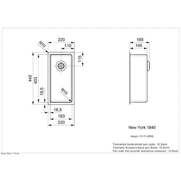 New York Integrated Stainless Steel Kitchen Sink - All Sizes