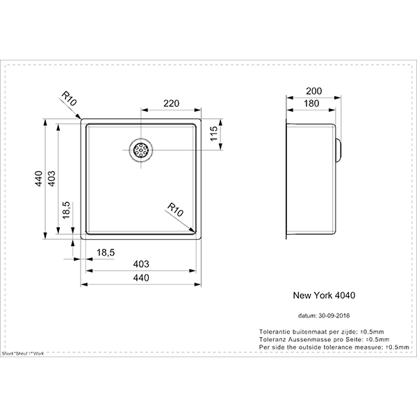 New York Integrated Stainless Steel Kitchen Sink - All Sizes