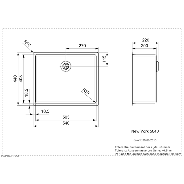 New York Integrated Stainless Steel Kitchen Sink - All Sizes