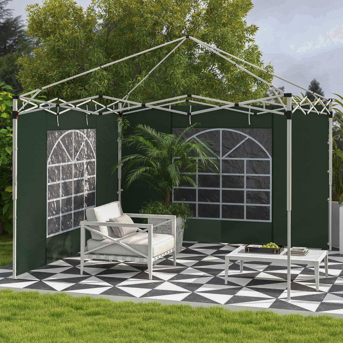 Gazebo Side Panels for 3x3(m) or 3x6(m)Pop Up Gazebo, 2 Pack Sides Replacement, Green