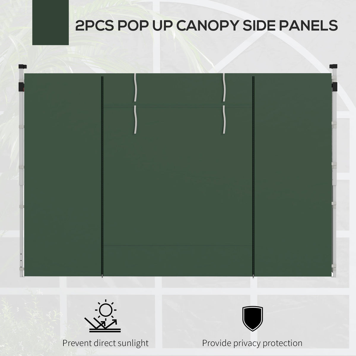Gazebo Side Panels for 3x3(m) or 3x6(m)Pop Up Gazebo, 2 Pack Sides Replacement, Green