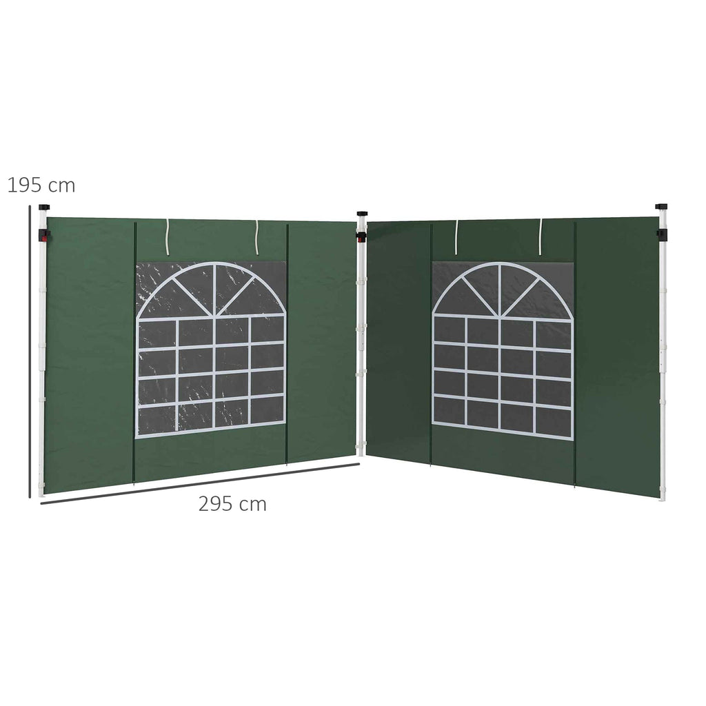 Gazebo Side Panels for 3x3(m) or 3x6(m)Pop Up Gazebo, 2 Pack Sides Replacement, Green