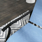 3 Piece Gliding Rocking Chair w/ Mesh Seat & Bistro Tea Table w/ Glass Top, Light Blue