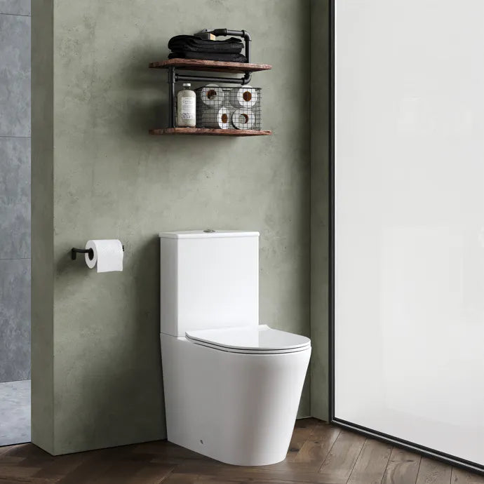 Creo Flush To Wall Close Coupled Toilet with Soft Close Seat & Cistern - White