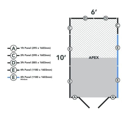 4LIFE Overlap Pressure Treated 10ft x 6ft Apex Shed - Double Door