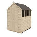 4LIFE Overlap Pressure Treated 8ft x 6ft Apex Shed - Double Door, 4 Windows