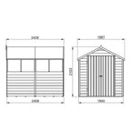 4LIFE Overlap Pressure Treated 8ft x 6ft Apex Shed - Double Door, 4 Windows
