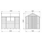4LIFE Overlap Pressure Treated 8ft x 6ft Apex Shed - Double Door