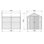 4LIFE Overlap Pressure Treated 8ft x 6ft Apex Shed - Double Door, No Windows