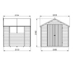 4LIFE Overlap Pressure Treated Apex Shed Double Door - All Sizes