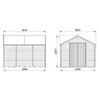 4LIFE Overlap Pressure Treated 10ft x 8ft Apex Shed - Double Door, No Windows