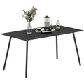 Garden Table for 6 Person, Rectangle Outdoor Table with Easy Clean Slat Top, Rust Resistant Steel Frame, for Deck, Balcony, 150 x 80 x 74 cm, Black