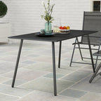 Garden Table for 6 Person, Rectangle Outdoor Table with Easy Clean Slat Top, Rust Resistant Steel Frame, for Deck, Balcony, 150 x 80 x 74 cm, Black