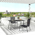 Garden Table for 6 Person, Rectangle Outdoor Table with Easy Clean Slat Top, Rust Resistant Steel Frame, for Deck, Balcony, 150 x 80 x 74 cm, Black