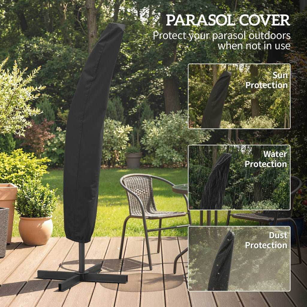 3 m Cantilever Parasol with Weights, Cover & Cross Base, Coffee