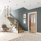 Malton Bi Fold Internal Oak Door with Clear Bevelled Glass - 1936mm x 379.5mm