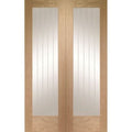 Suffolk Internal Oak Rebated Door Pair with Clear Etched Glass