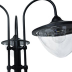 74.5" 3-Head Solar Street Light Post with Planter, Auto-On, 6Hr, Black