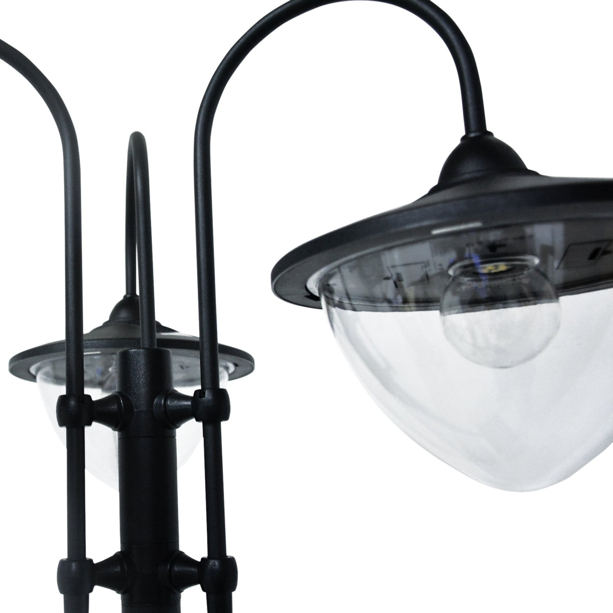 74.5" 3-Head Solar Street Light Post with Planter, Auto-On, 6Hr, Black