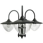 74.5" 3-Head Solar Street Light Post with Planter, Auto-On, 6Hr, Black