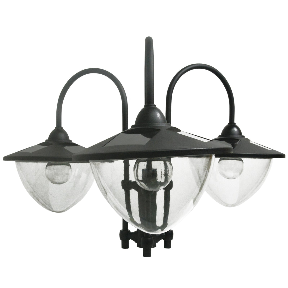 74.5" 3-Head Solar Street Light Post with Planter, Auto-On, 6Hr, Black