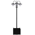 74.5" 3-Head Solar Street Light Post with Planter, Auto-On, 6Hr, Black