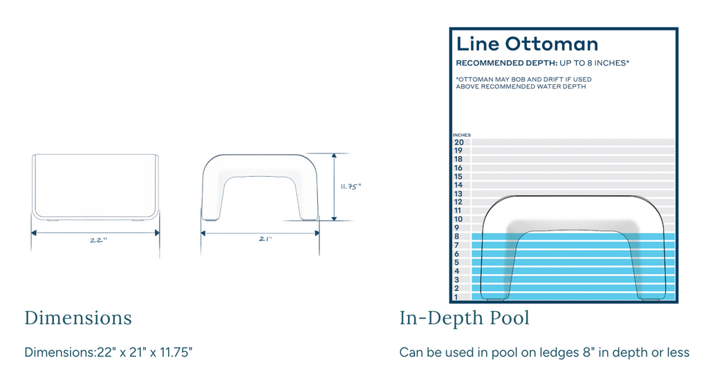 Line Outdoor Ottoman – Modern In-Pool & Patio Resin Ottoman