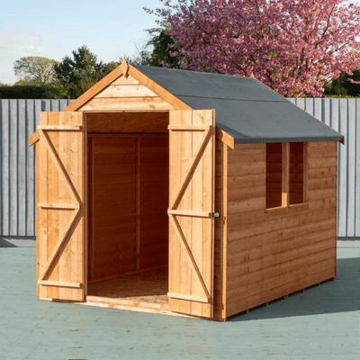 Overlap 8ft x 6ft Double Door Apex Value Shed with One Window