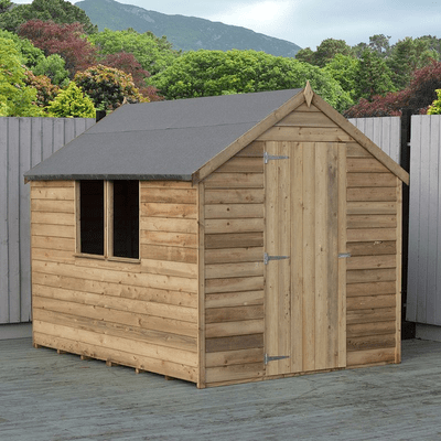 Overlap 8ft x 6ft Single Door Apex Value Shed with One Window (Pressure Treated)