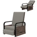 Reclining Outdoor Wicker Lounge Chair w/ Cushion, Adjustable Backrest & Footrest, Light Grey