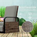 Reclining Outdoor Wicker Lounge Chair w/ Cushion, Adjustable Backrest & Footrest, Light Grey