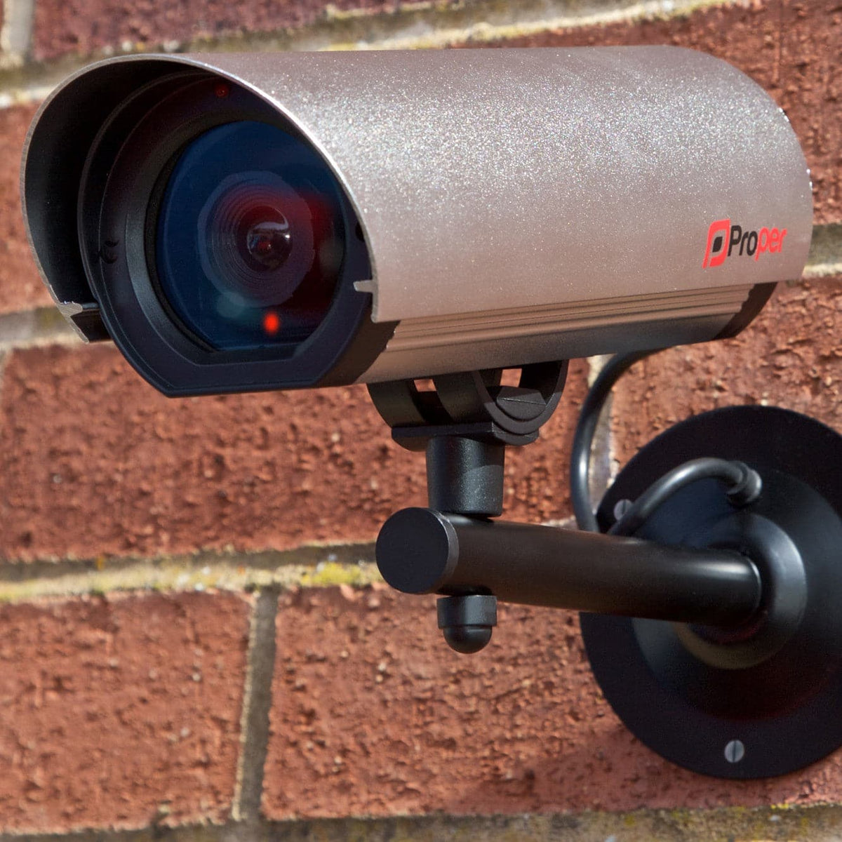 ProperAV Replica Commercial Security Camera with Aluminium 23cm Body & LED Light - Silver