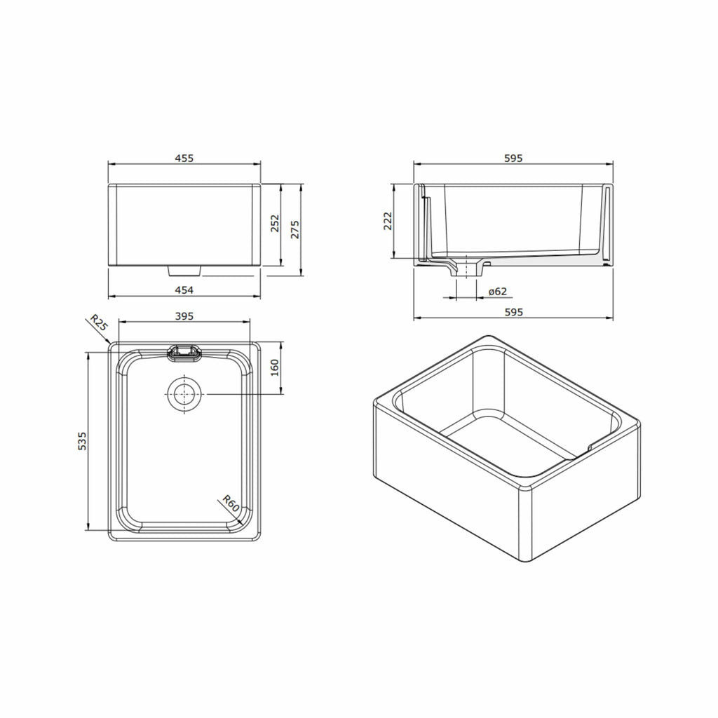 Belfast 1 Bowl Gloss White Fireclay Ceramic Kitchen Sink