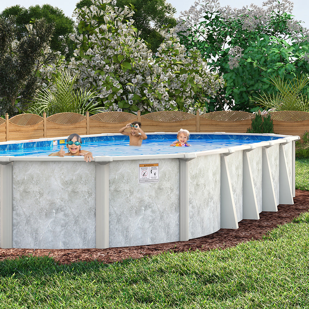 18' x 39' x 52" Oval Lomart 6"Steel Frame Grey Mist Pool & Package
