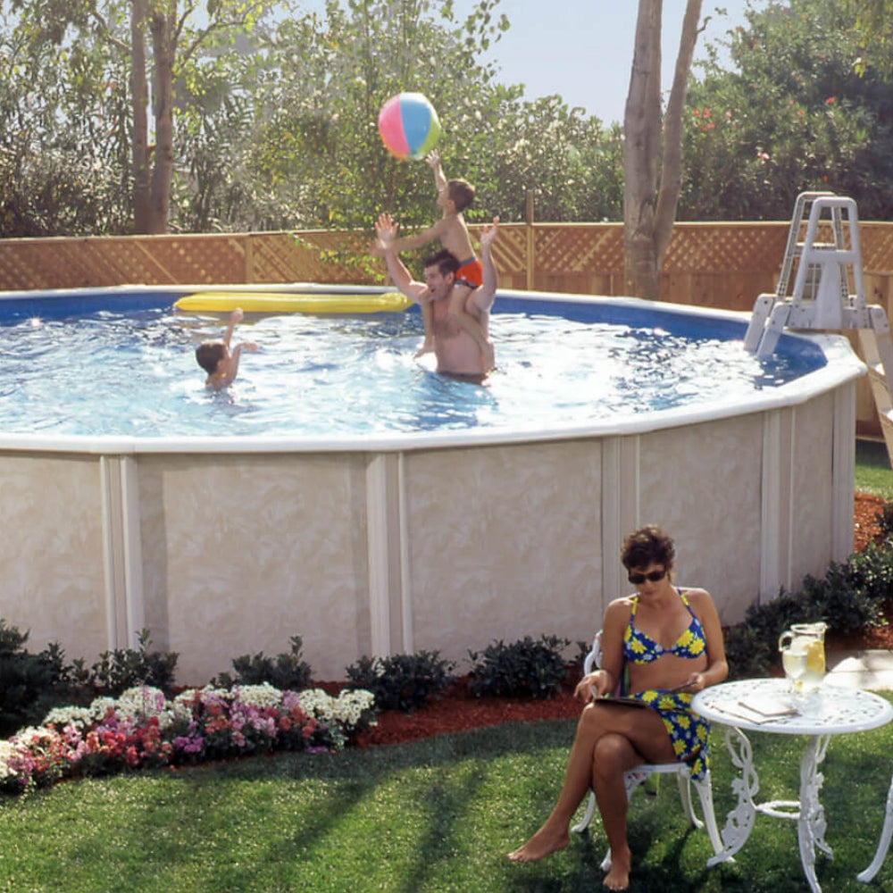 15' x 52" Round Lomart Semi Inground Whispering Wind III Pool & Package