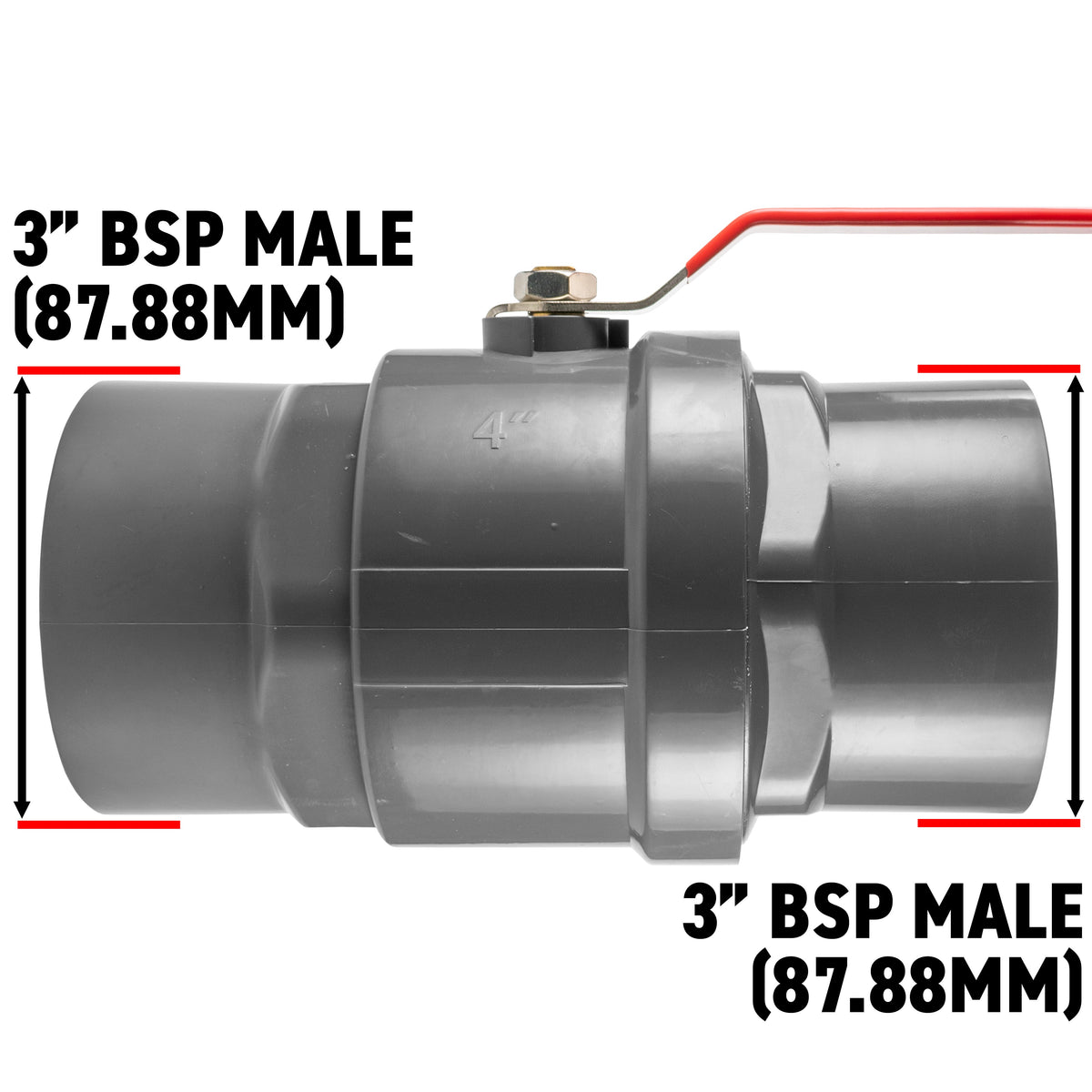 PP 3" BSPF Stopcock with Stainless Steel Ball Valve and Handle