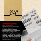 Premium 60 Grit PSA Gold Longboard Sandpaper, 2-3/4" Wide Continuous 10 Yard Roll - Self Adhesive Stickyback