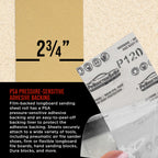Premium 150 Grit PSA Gold Longboard Sandpaper, 2-3/4" Wide Continuous 12 Yard Roll - Self Adhesive Stickyback