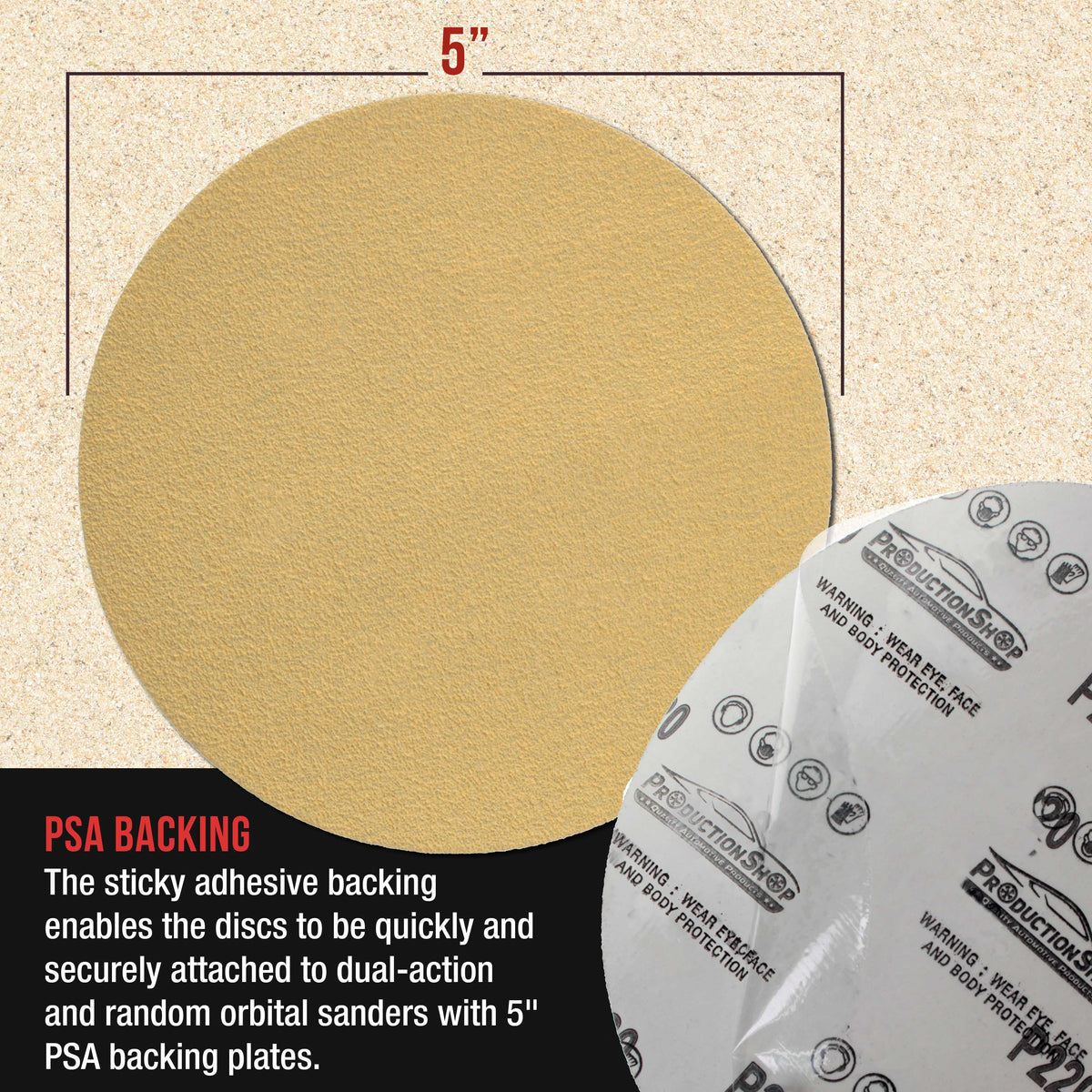 Premium 80 Grit 5" PSA Gold Sanding Discs, Box of 100 - Self Adhesive Stickyback Abrasive Sandpaper for DA & Random Orbital Sanders