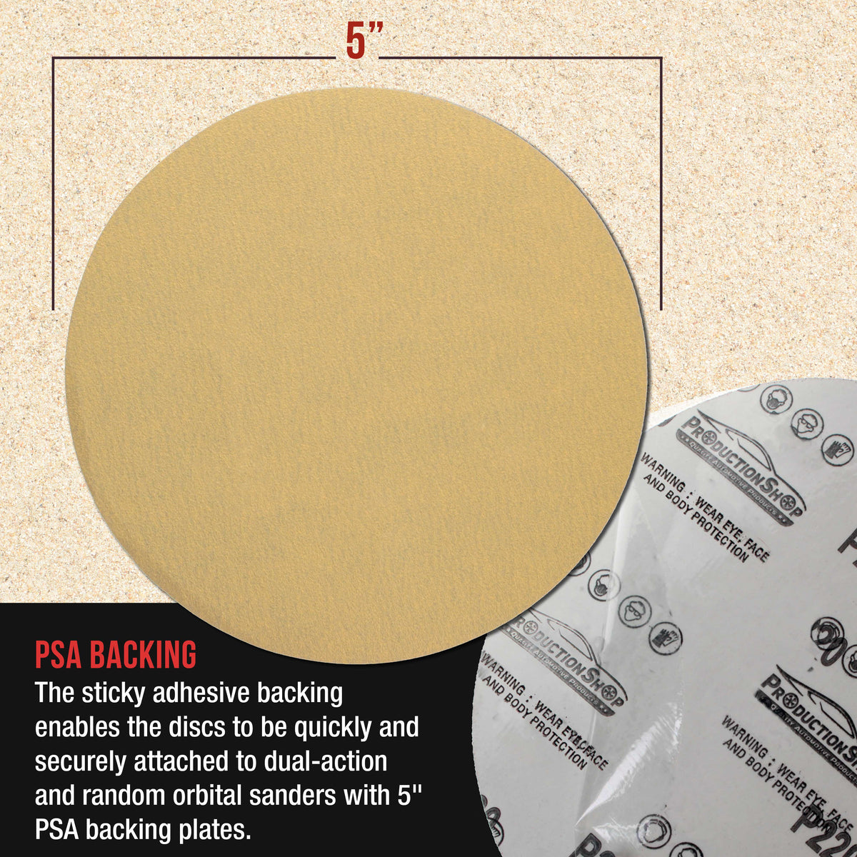 Premium 240 Grit 5" PSA Gold Sanding Discs, Box of 100 - Self Adhesive Stickyback Abrasive Sandpaper for DA & Random Orbital Sanders