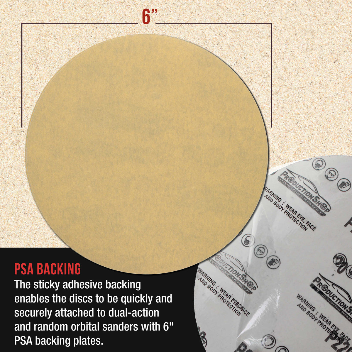 Premium 400 Grit 6" PSA Gold Sanding Discs, Box of 100 - Self Adhesive Stickyback Abrasive Sandpaper for DA & Random Orbital Sanders