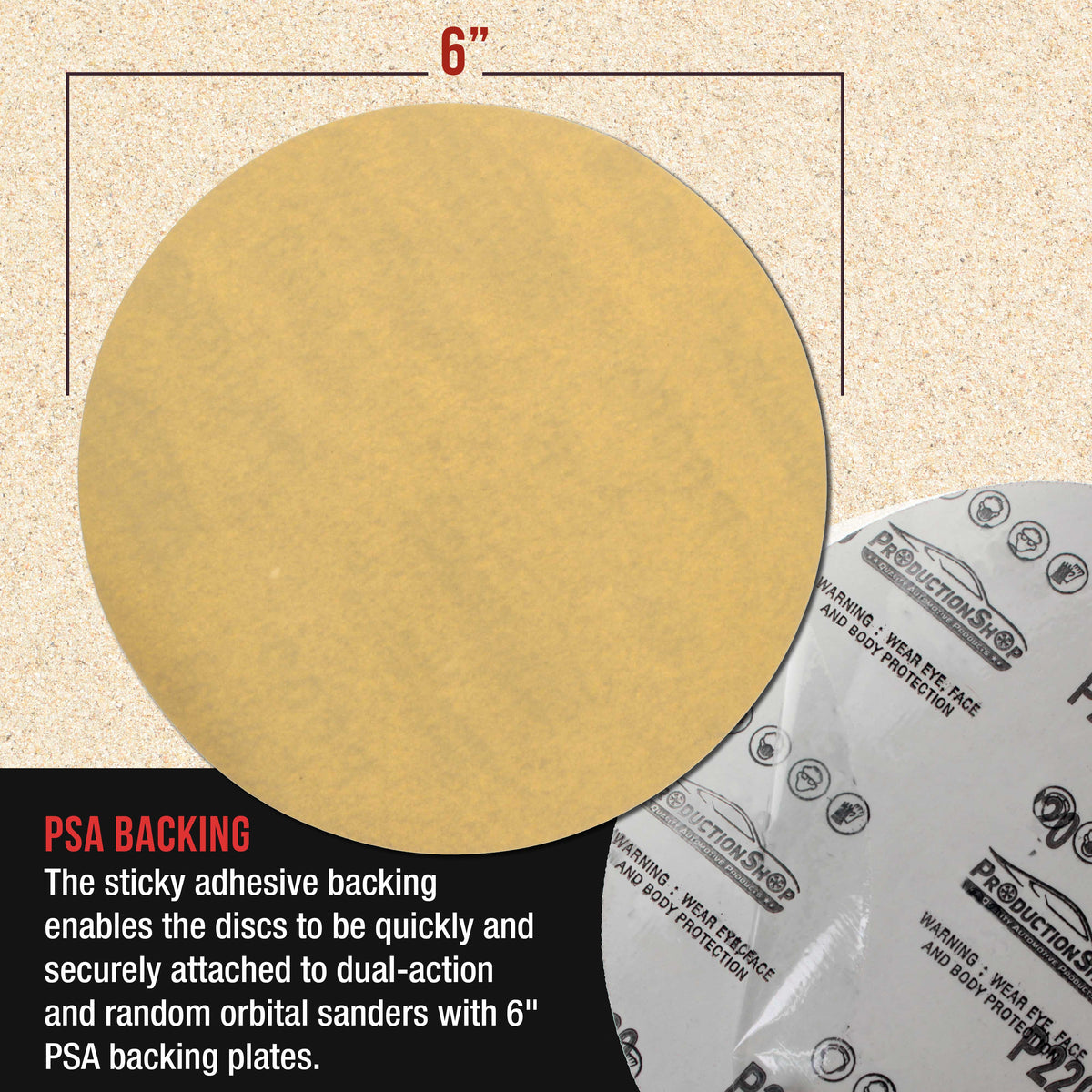 Premium 600 Grit 6" PSA Gold Sanding Discs, Box of 100 - Self Adhesive Stickyback Abrasive Sandpaper for DA & Random Orbital Sanders