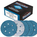 Premium 60 Grit 6" Rhombus Diamond Shape Blue Sanding Discs, 6-Hole, Box of 50 - Hook & Loop Anti-Clogging J-Cloth Dustless Sandpaper for Random Orbital Sanders