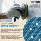Premium 60 Grit 6" Rhombus Diamond Shape Blue Sanding Discs, 6-Hole, Box of 50 - Hook & Loop Anti-Clogging J-Cloth Dustless Sandpaper for Random Orbital Sanders