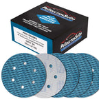 Premium 80 Grit 6" Rhombus Diamond Shape Blue Sanding Discs, 6-Hole, Box of 50 - Hook & Loop Anti-Clogging J-Cloth Dustless Sandpaper for Random Orbital Sanders