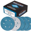Premium 180 Grit 6" Rhombus Diamond Shape Blue Sanding Discs, 6-Hole, Box of 50 - Hook & Loop Anti-Clogging J-Cloth Dustless Sandpaper for Random Orbital Sanders
