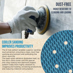 Premium 320 Grit 6" Rhombus Diamond Shape Blue Sanding Discs, 6-Hole, Box of 50 - Hook & Loop Anti-Clogging J-Cloth Dustless Sandpaper for Random Orbital Sanders